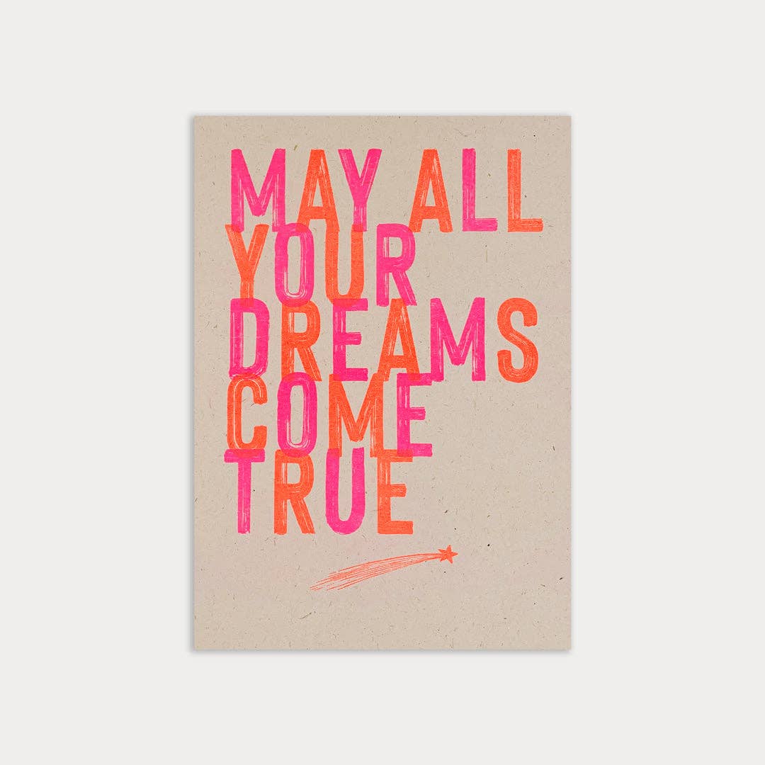 Ansichtkaart / May all your dreams come true / Riso Print