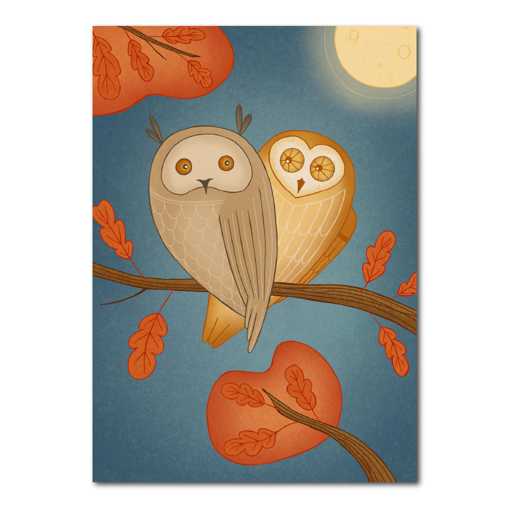 Uiltjes in herfstboom- kaart