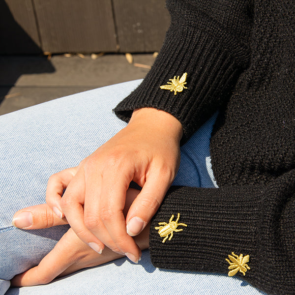 Geborduurde broches goud – 3 kleine insecten