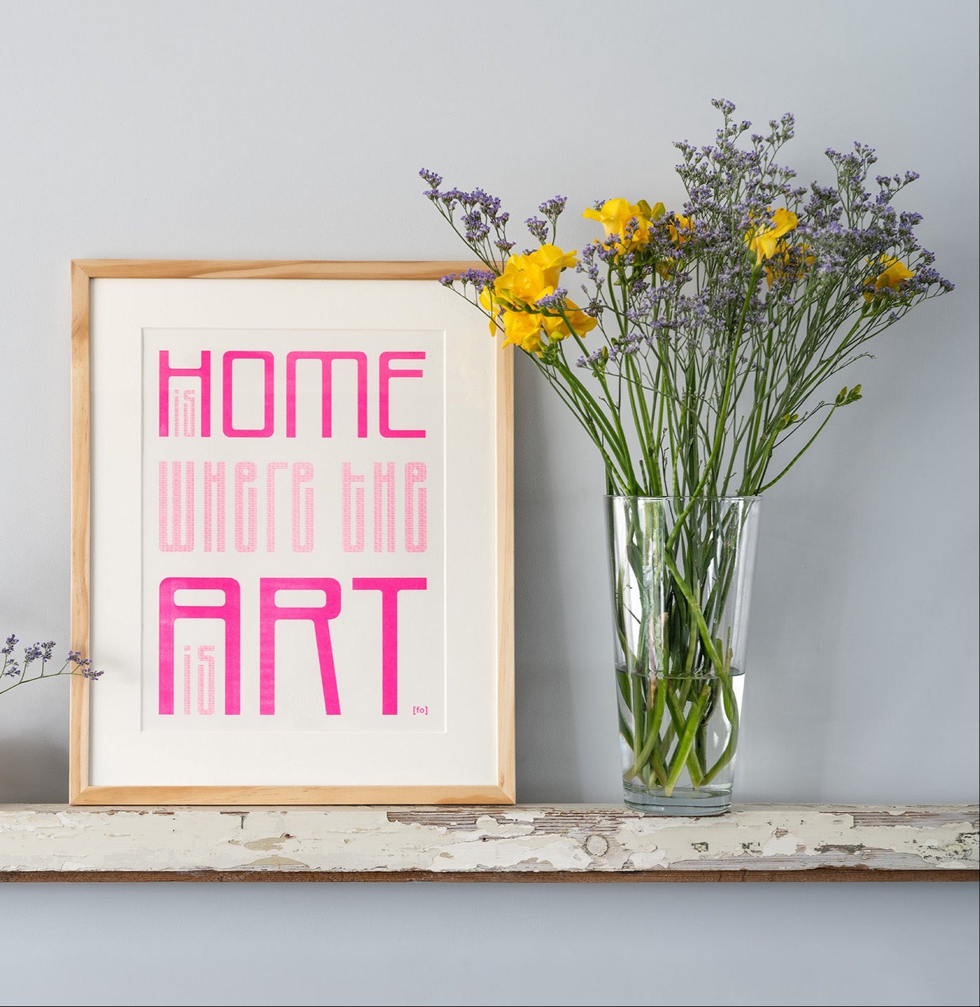 Muurdecoratie fluor roze - Home is where the art is