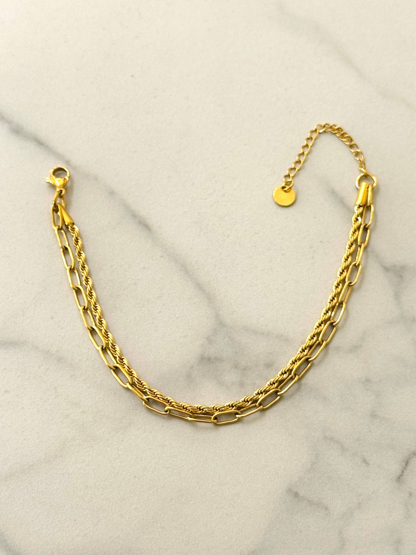 Dubbele armband van stainless steel (14k verguld)