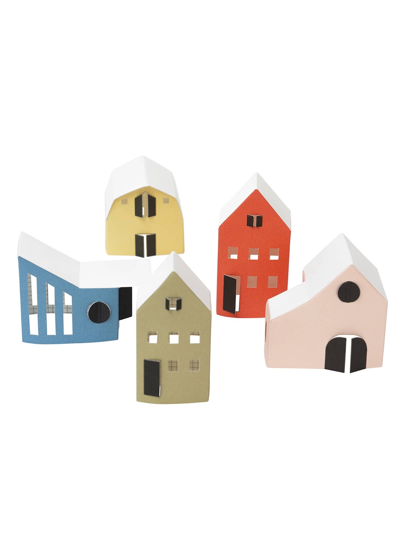 NOOK papieren tiny houses - bright, set van 5