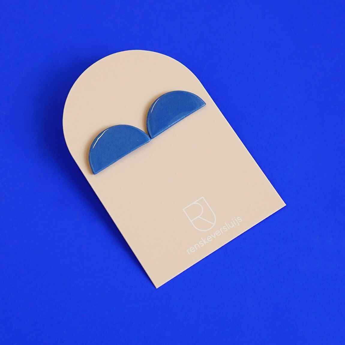 Earrings porcelain 'mezzo' - cobalt