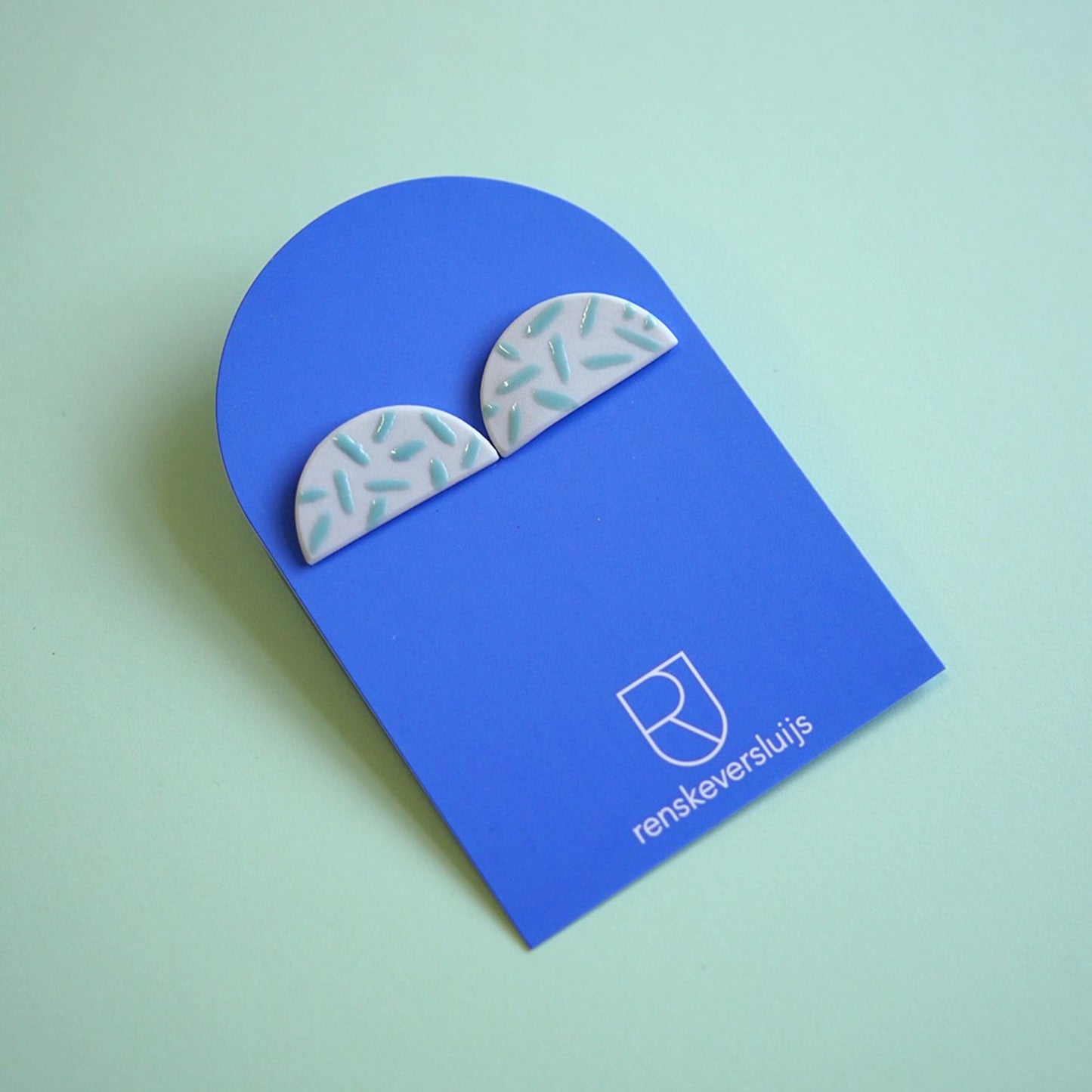 Porcelain earrings 'mezzo' - stripes