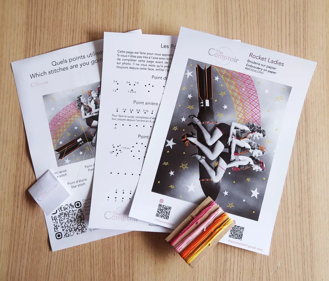 Borduren op papier Kit - Rocket Ladies