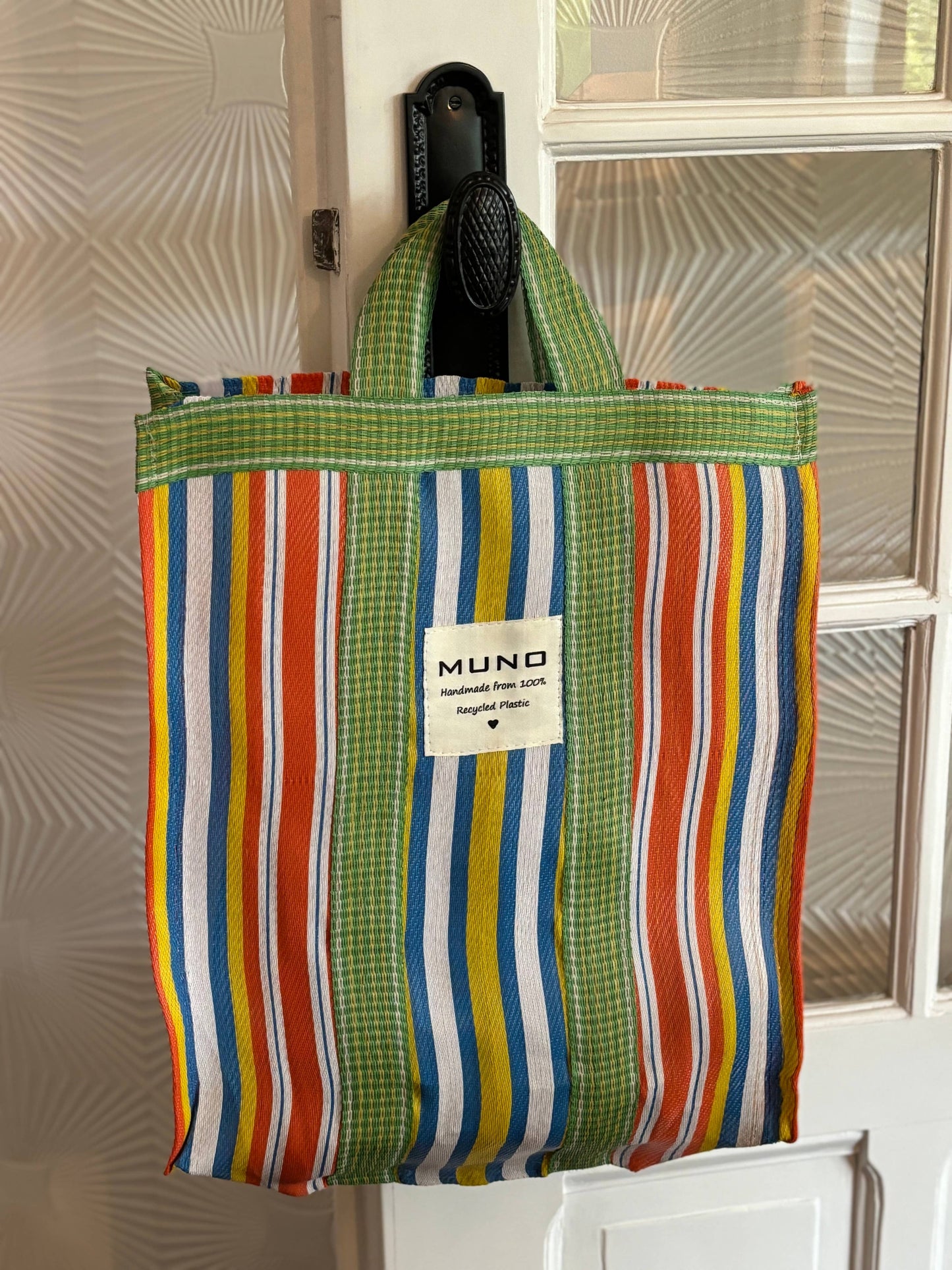 Draagtas - handgemaakt van gerecycled nylon - Oranje, Geel & Groen