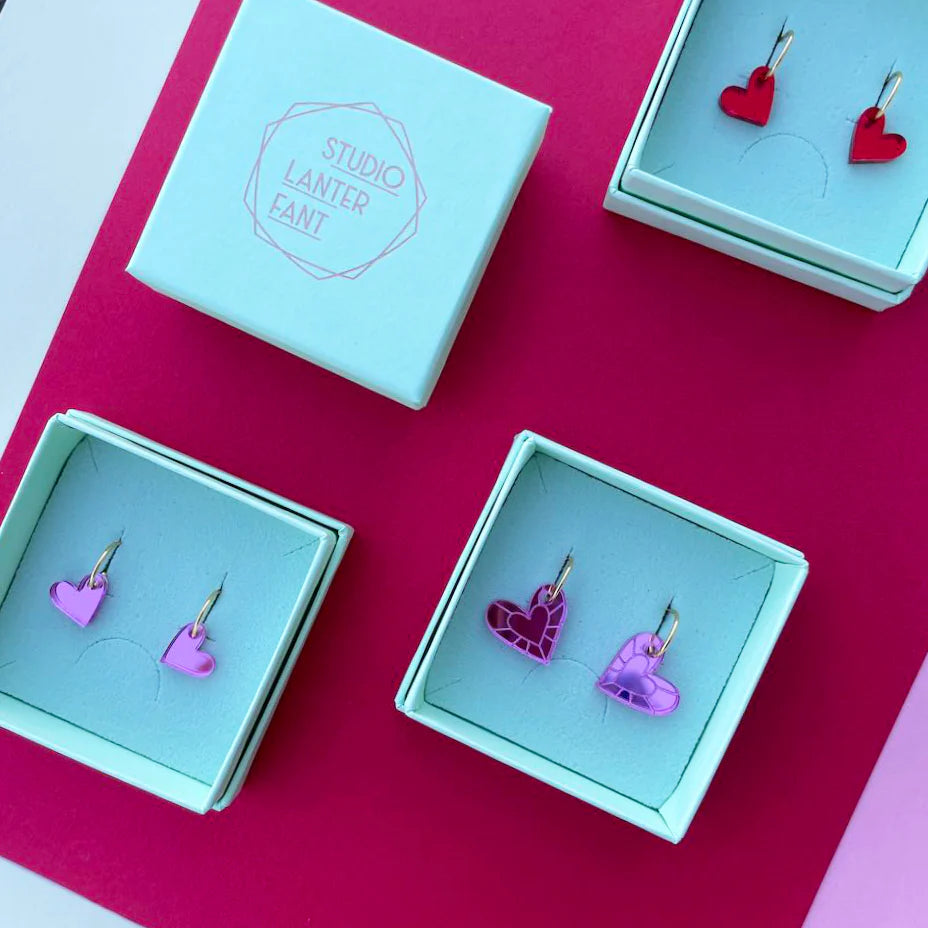 Oorbel klein hartje - rood