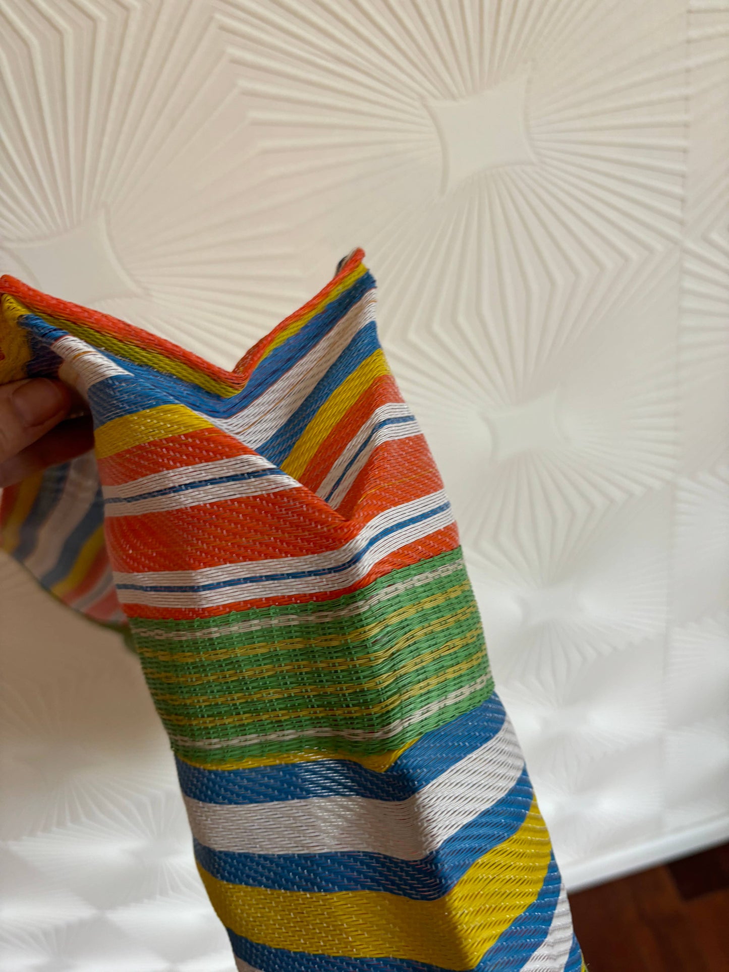 Draagtas - handgemaakt van gerecycled nylon - Oranje, Geel & Groen