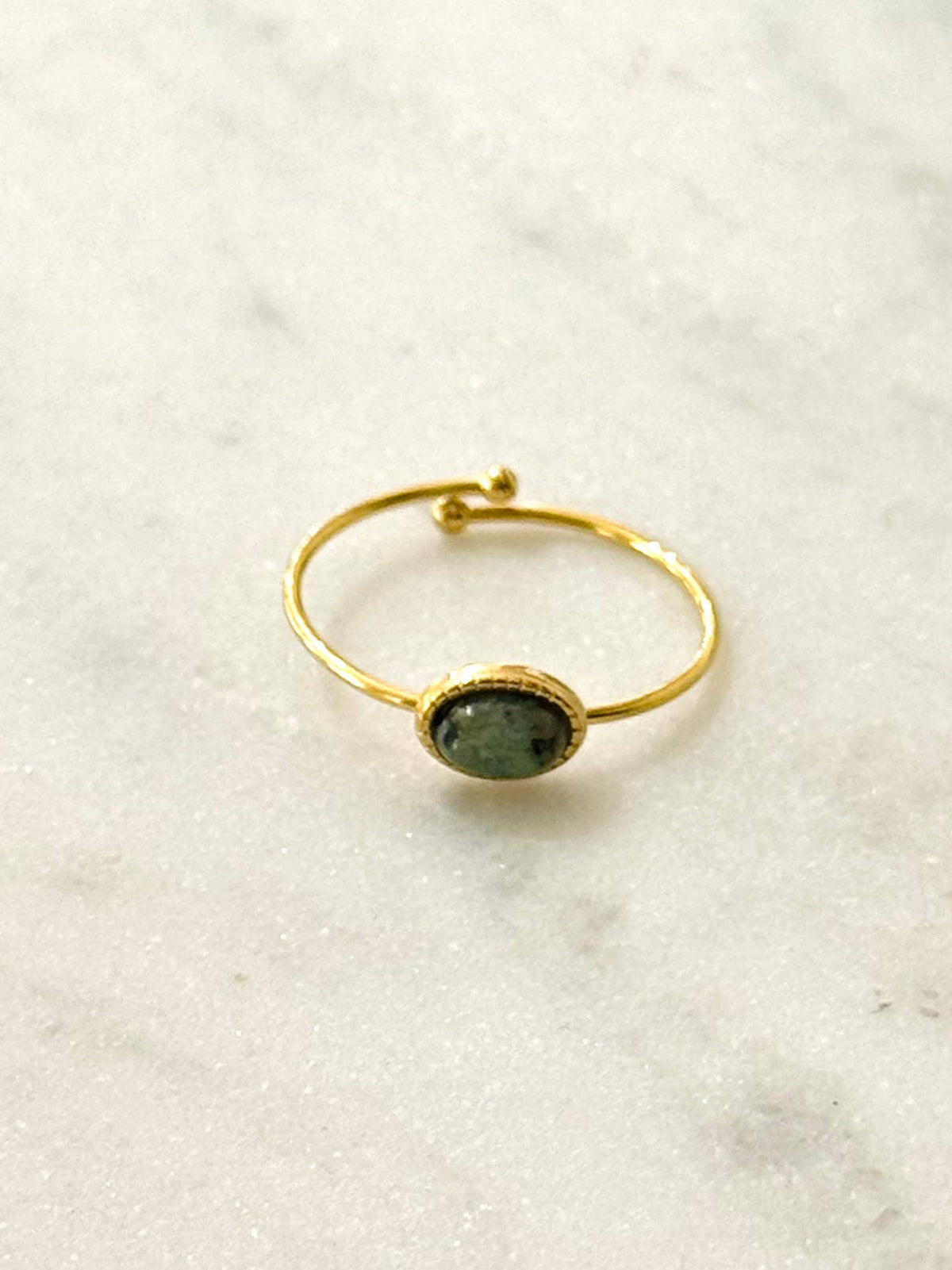 Minimalistische verstelbare ring - Labradoriet