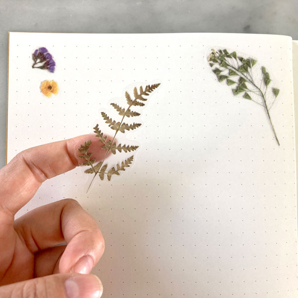 Stickervel met geperste bloemen motief