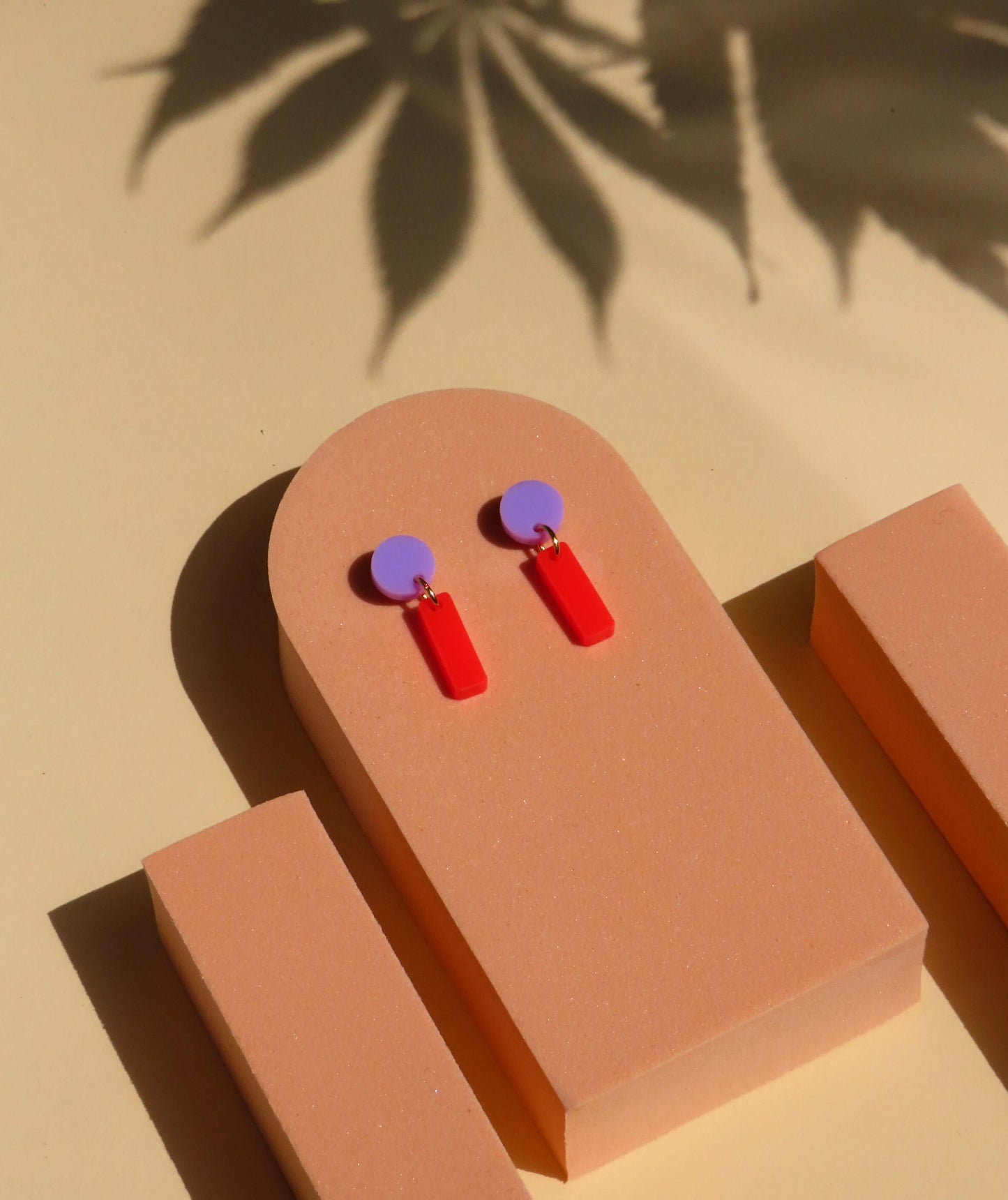 Lila & Vuurrood Mini Sticks Oorbellen