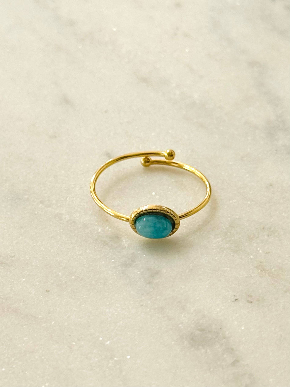 Minimalistische verstelbare ring - Amazoniet