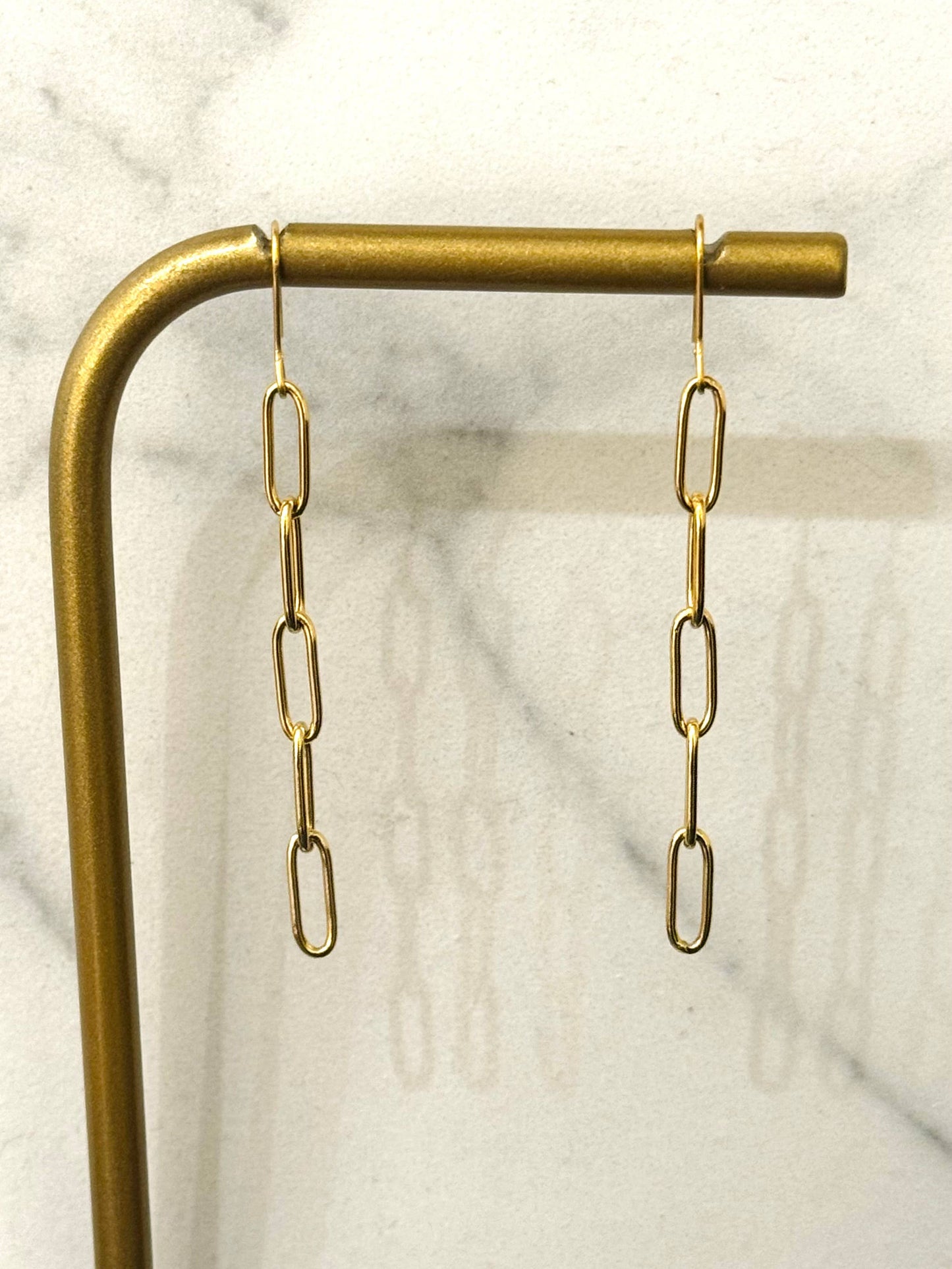 Oorbellen met hangende ketting van roestvrij staal