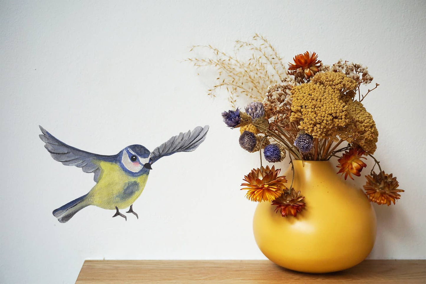 Muursticker vliegende Pimpelmees