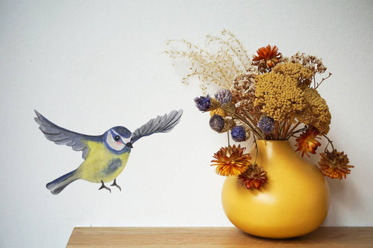 Muursticker vliegende Pimpelmees