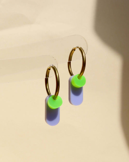 Dopamine Colors oorbellen Lila & Groen