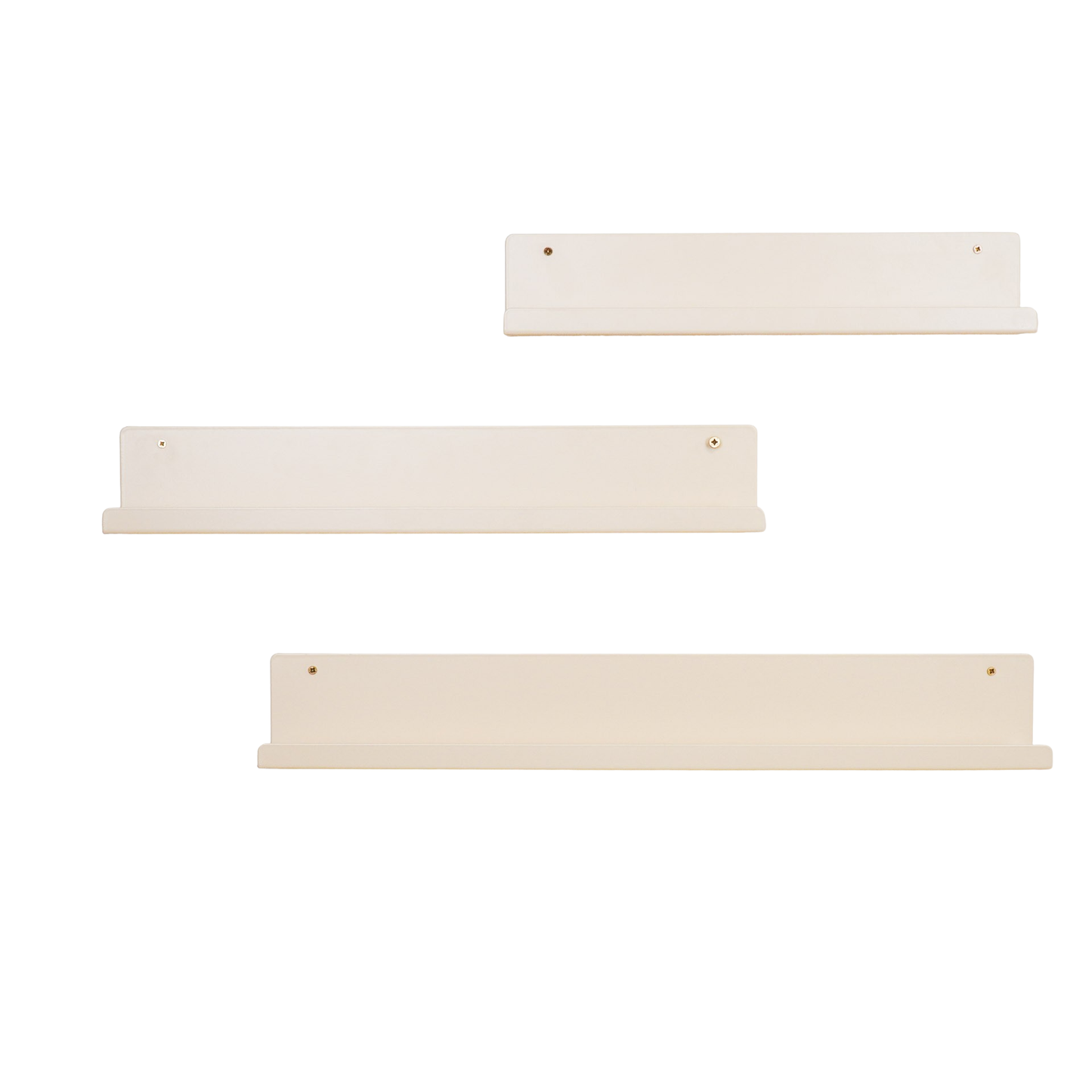 Set van 3 metalen wandplanken in beige - 40/50/60 cm