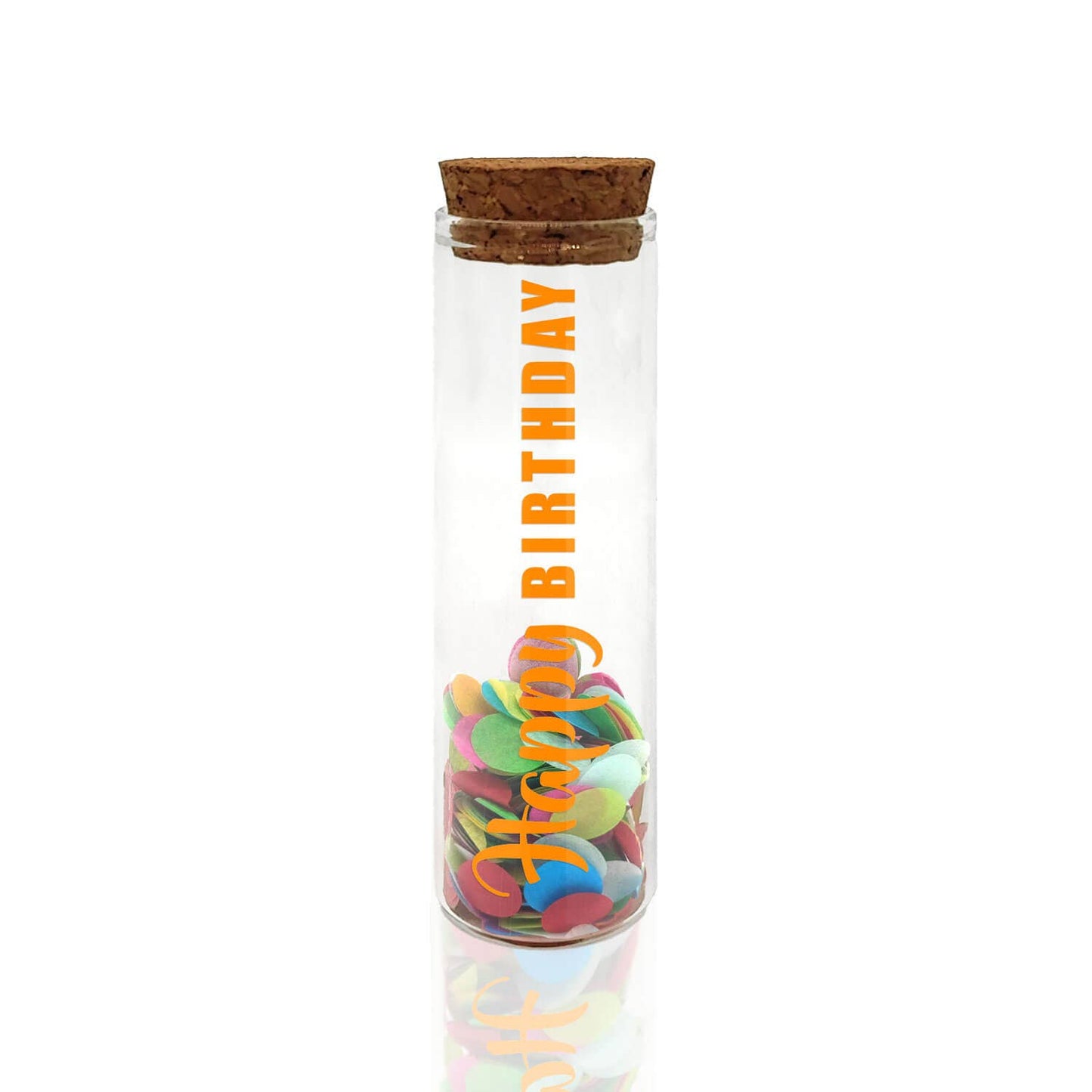 Geldgeschenk buisje - Happy Birthday - neon oranje met kleurrijke confetti