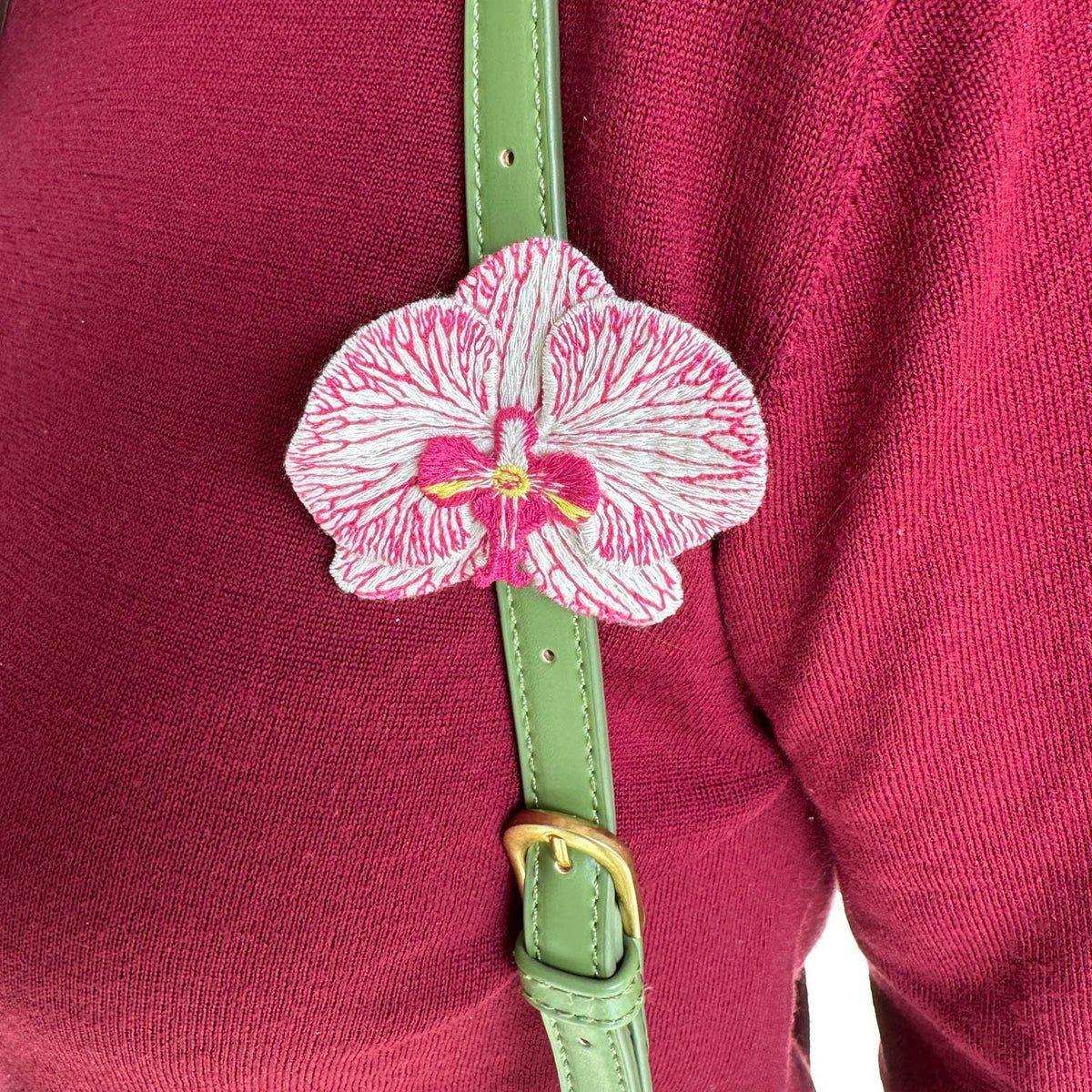 Orchidee - Geborduurde broche