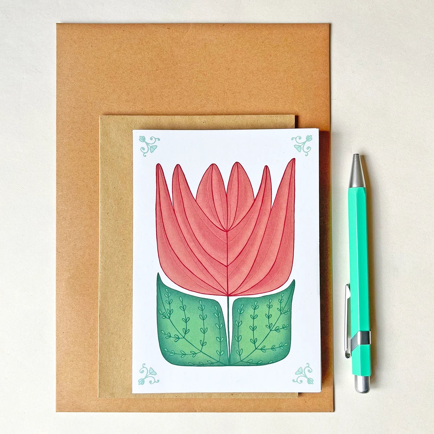 Kaartenset met handgetekende bloemen - set van 6