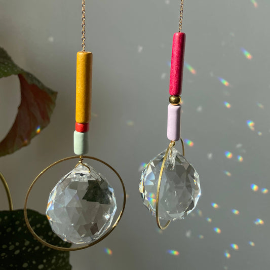 Suncatcher met kralen / lichtvanger raamkristal prisma