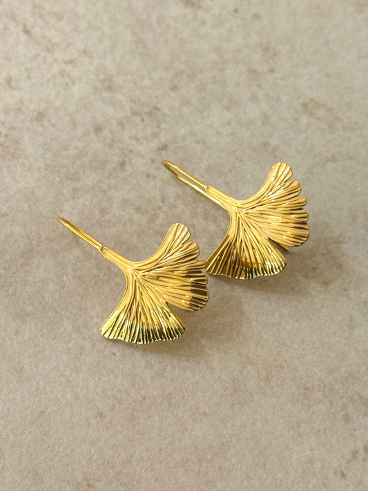 Gingko Blad Oorbellen - Stainless Steel Goud