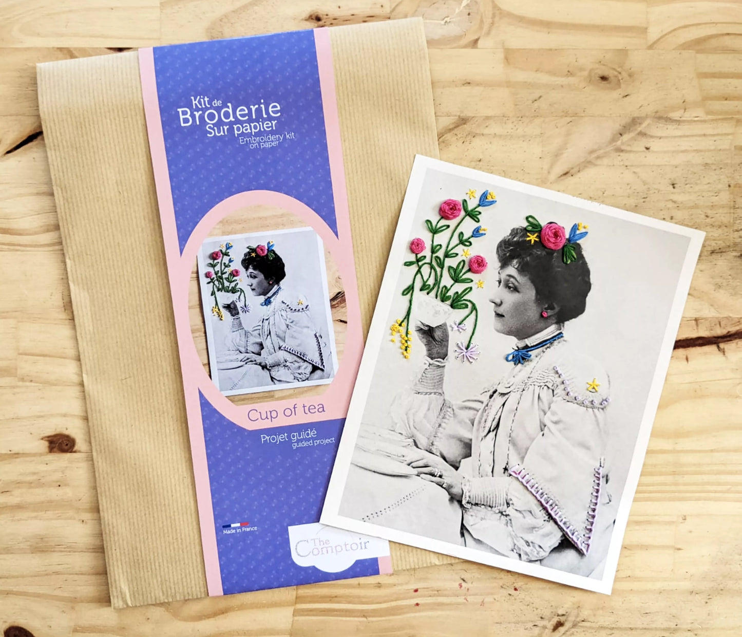 Borduren op papier Kit - Cup of Tea