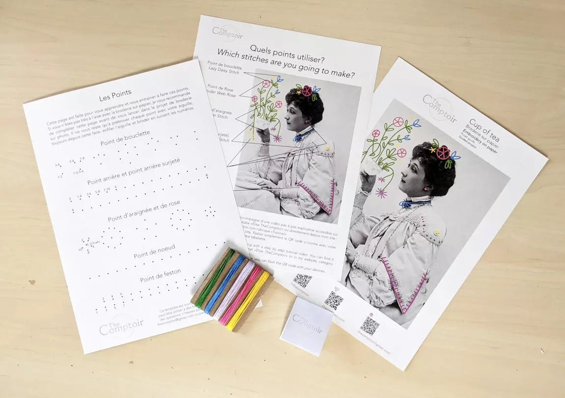 Borduren op papier Kit - Cup of Tea