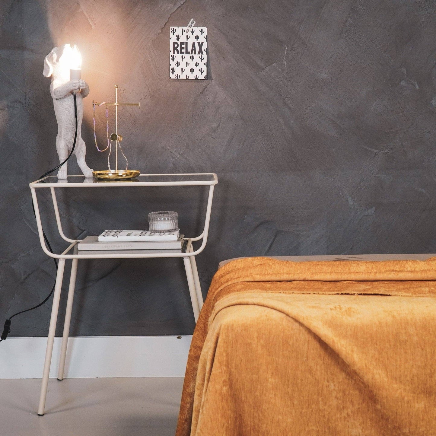 Bijzettafel / Nachtkastje - Zand - metaal