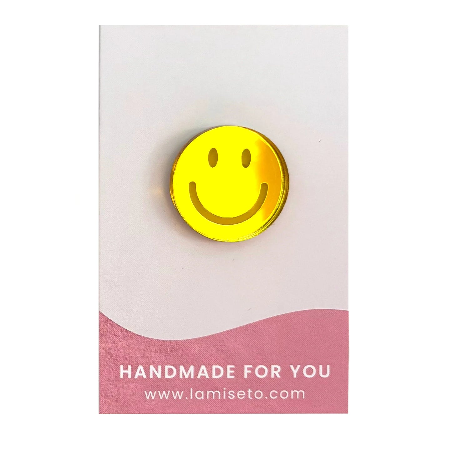 Smiley broche - spiegelend geel