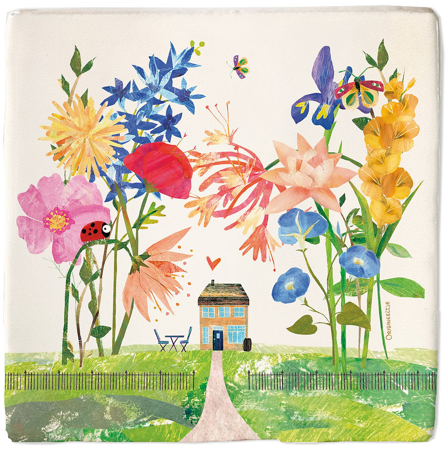 Tegel - Huisje, bloempjes, beestjes