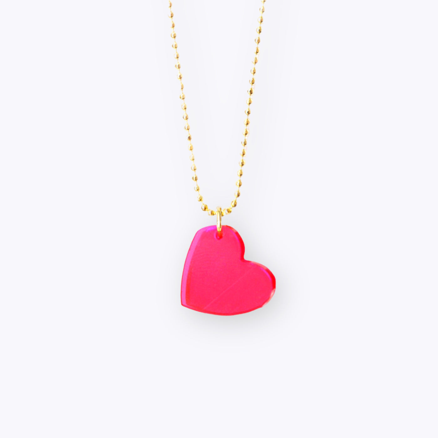 Ketting Hartje - Recycled plastic neon roze