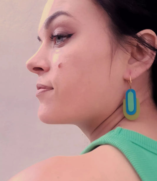 MARGOT – Kleurrijke Geometrische Art Deco Oorbellen – Handgemaakt in Frankrijk