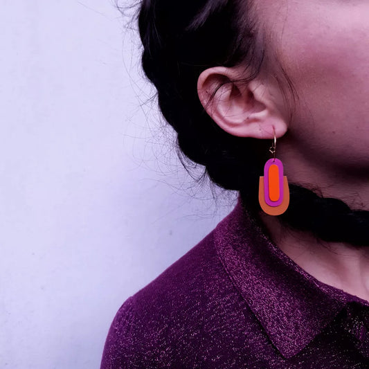 MARGOT – Kleurrijke Geometrische Art Deco Oorbellen – Handgemaakt in Frankrijk