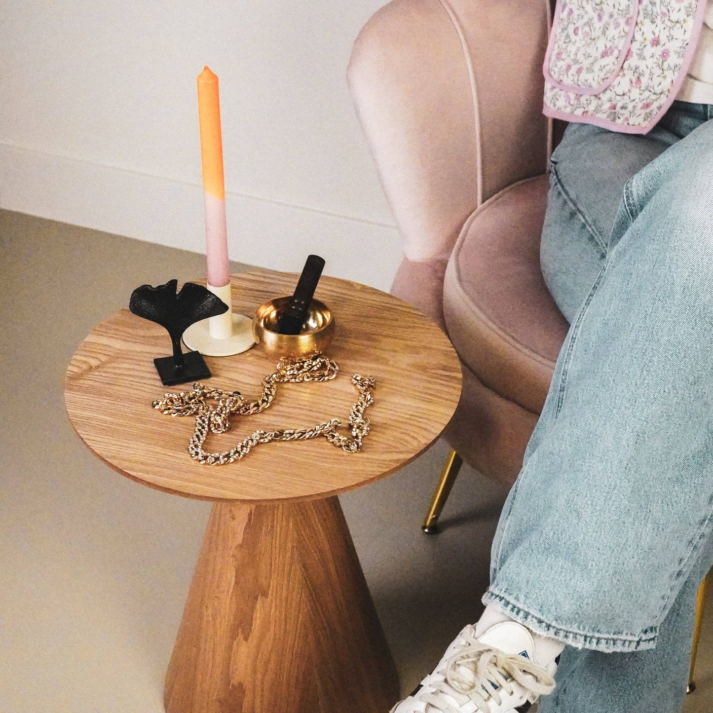 Kandelaar - beige metaal