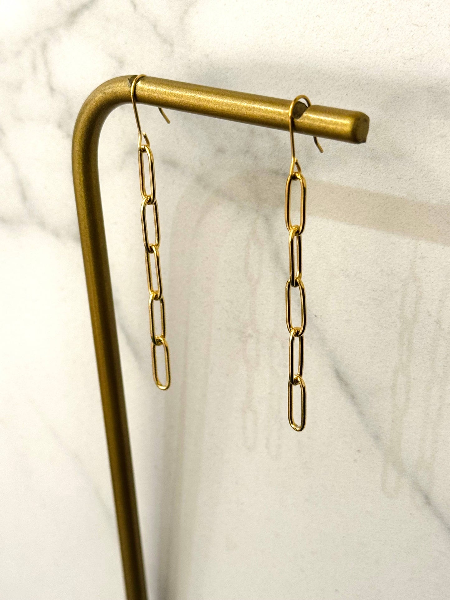 Oorbellen met hangende ketting van roestvrij staal