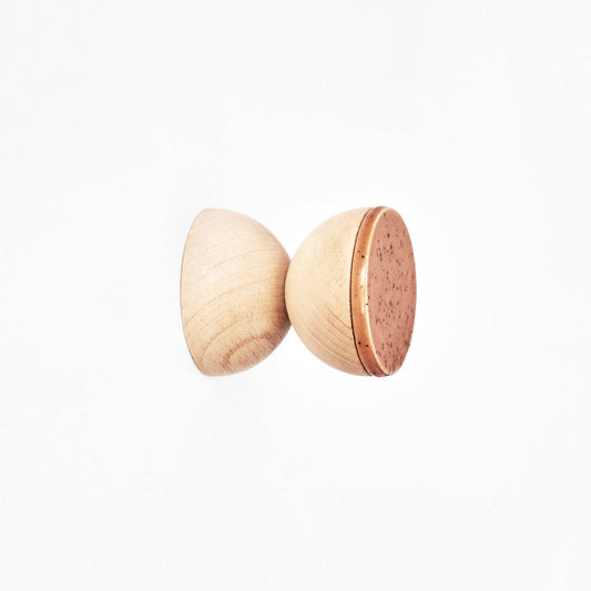 Geometrisch hout en keramische haak/knop - terracotta stippen