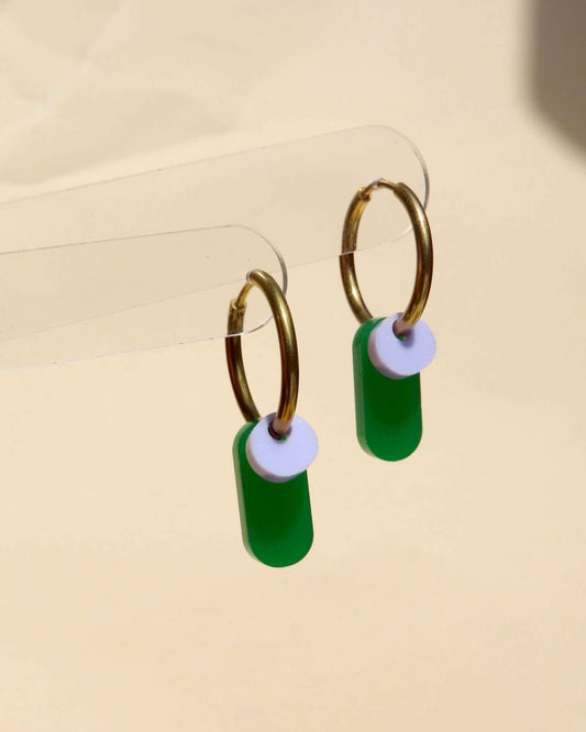 Dopamine Colors creolen in groen en lila