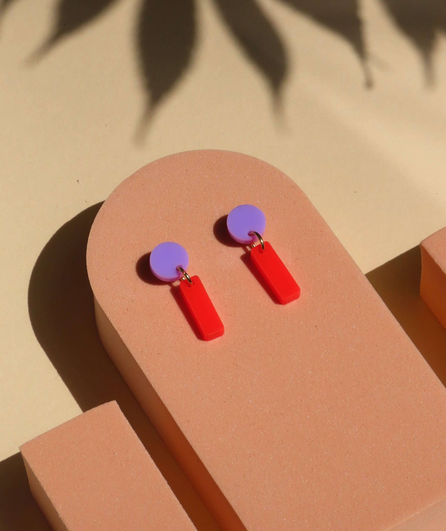 Lila & Vuurrood Mini Sticks Oorbellen