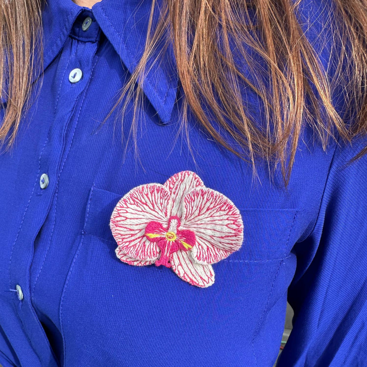 Orchidee - Geborduurde broche