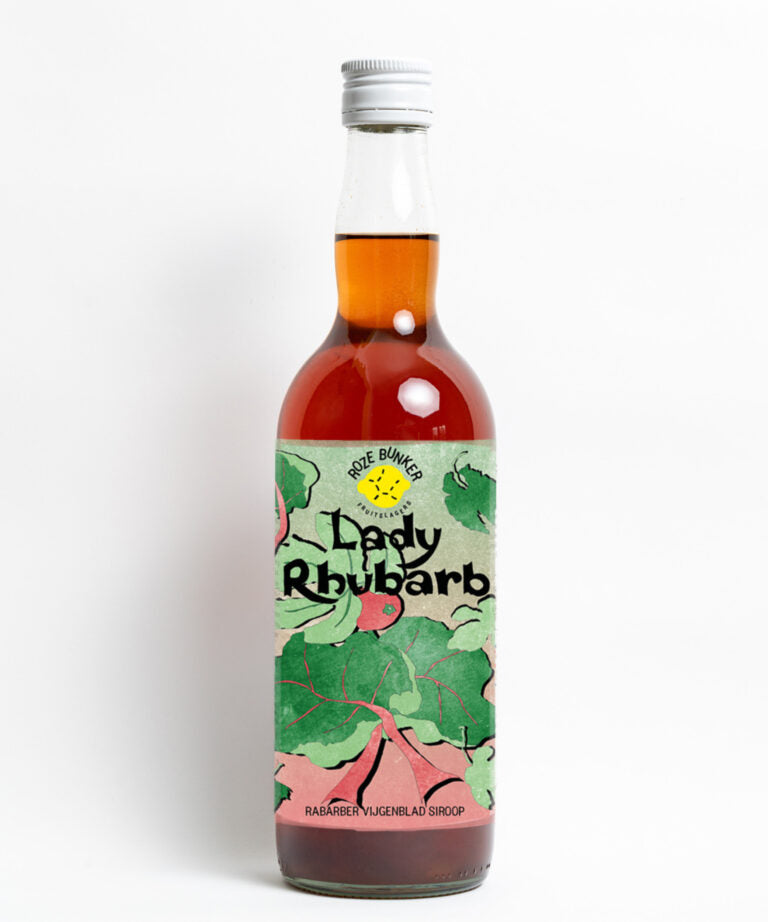 Roze Bunker Lady Rhubarb 350ml - rabarber vijgenblad siroop