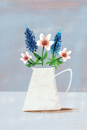 Card Lupines in vase