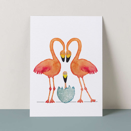 Kaart - Familie flamingo