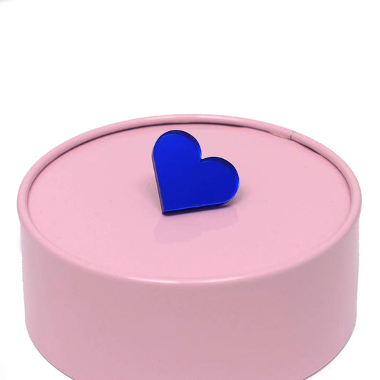Hartjes broche - spiegelend blauw