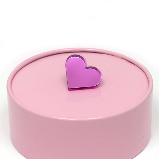 Hartjes broche - spiegelend roze