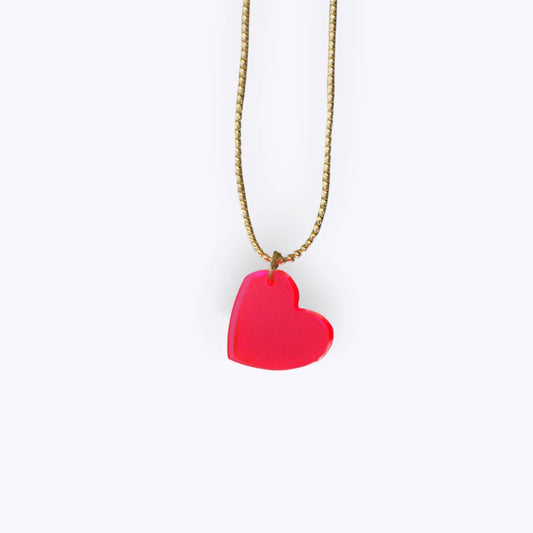Ketting - Hartje neon roze (gerecycled plastic)