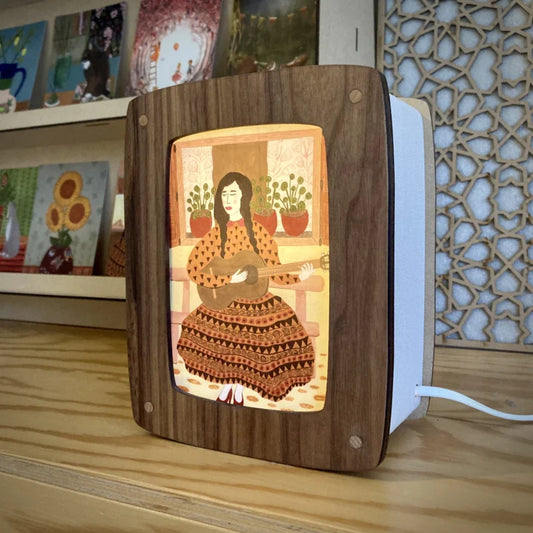 Kaartenlampje - walnoothout