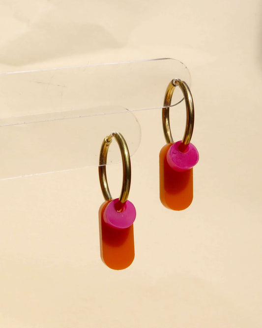 Dopamine Colors oorbellen Oranje & Roze