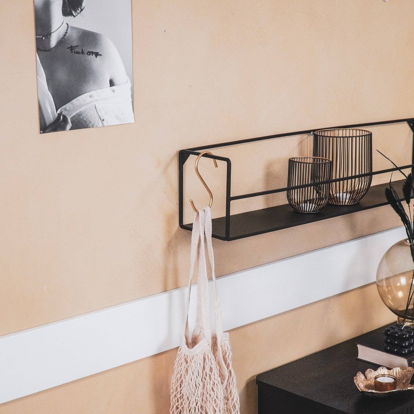 S-haken van metaal, goudkleurig - set van 6 - 11 x 6 x 1 cm