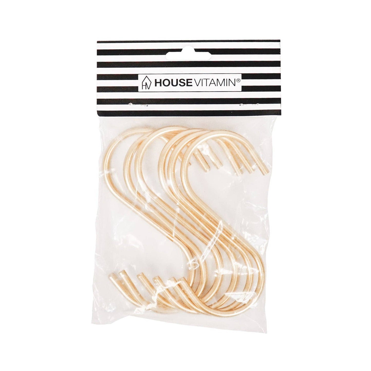 S-haken van metaal, goudkleurig - set van 6 - 11 x 6 x 1 cm